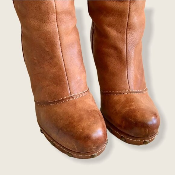 Frye Frankie Over the Knee Buckle Stud Heeled Boot - Picture 8 of 16